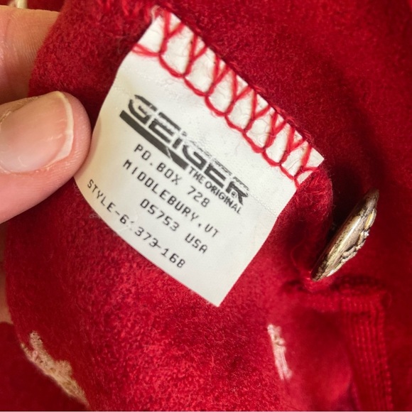 Geiger Collection Red With Daisies Boiled Wool Jacket Cardigan Women 10 (34 AUS) - Picture 10 of 10